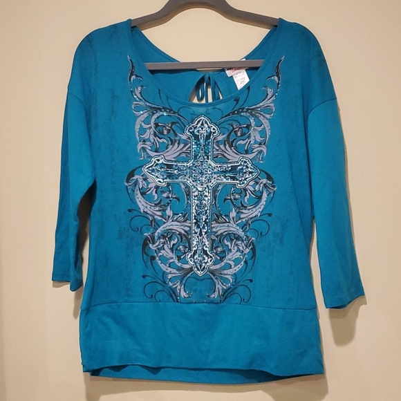 Appropriate Behavior Cross Top with Glitter - Picture 1 of 5
